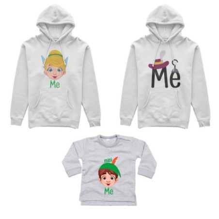 Tris felpe adulti neonato o body lupetto neonato me capitano uncino me trilly mini peter pan Per la famiglia