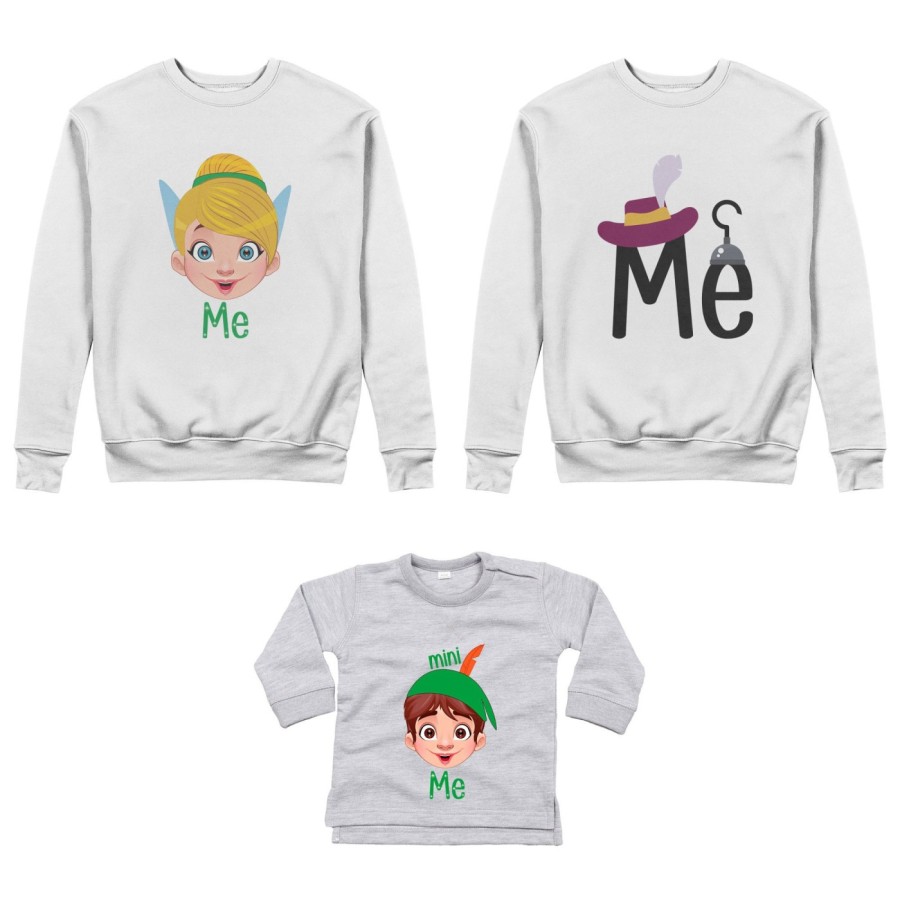 Tris felpe adulti neonato o body lupetto neonato me capitano uncino me trilly mini peter pan Per la famiglia