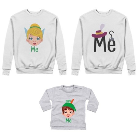 Tris felpe adulti neonato o body lupetto neonato me capitano uncino me trilly mini peter pan Per la famiglia