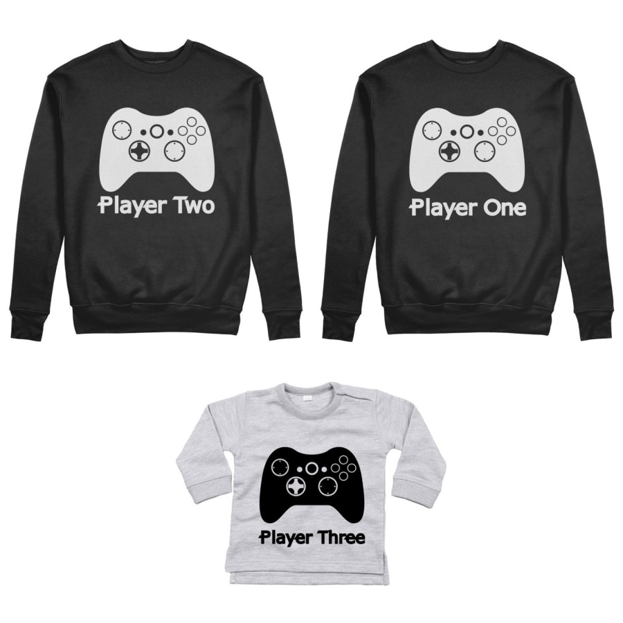 Tris felpe adulti neonato o body lupetto neonato player one player two player three xbox Per la famiglia