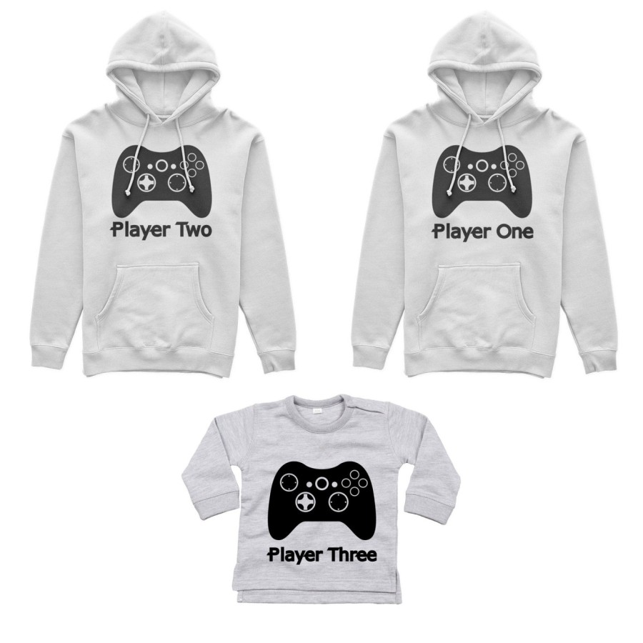 Tris felpe adulti neonato o body lupetto neonato player one player two player three xbox Per la famiglia