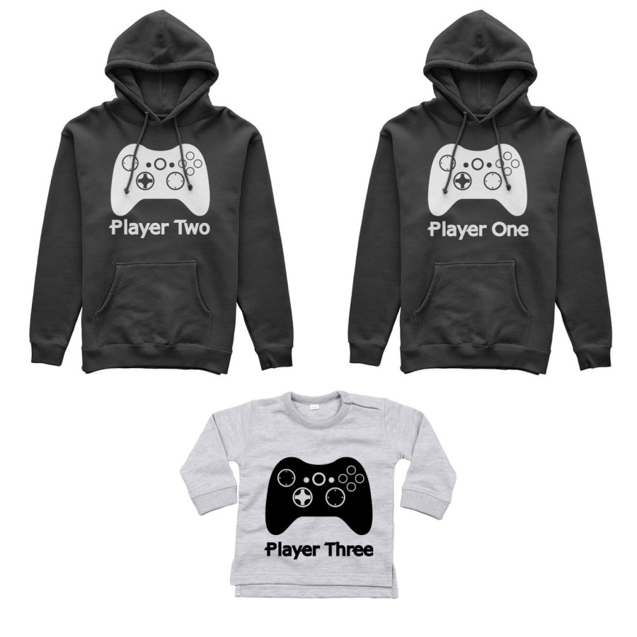 Tris felpe adulti neonato o body lupetto neonato player one player two player three xbox Per la famiglia