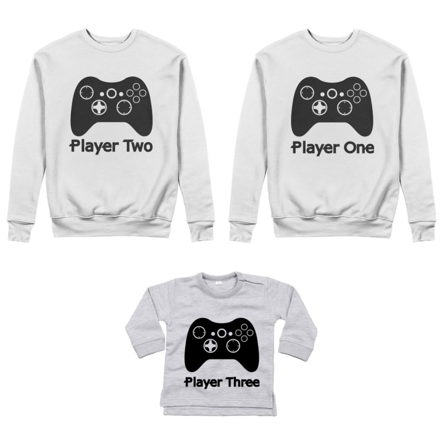 Tris felpe adulti neonato o body lupetto neonato player one player two player three xbox Per la famiglia