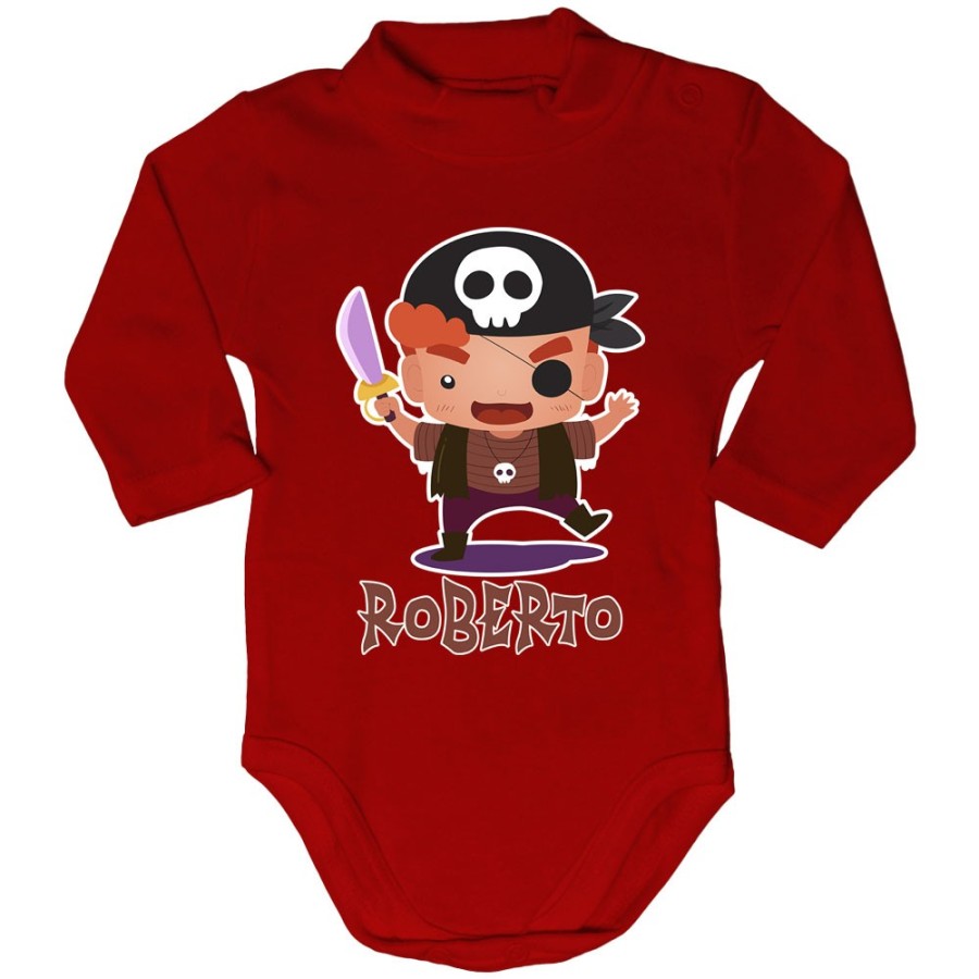 Body lupetto neonato personalizzato con nome piccolo pirata Halloween