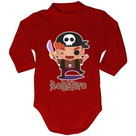 Body lupetto neonato personalizzato con nome piccolo pirata Halloween