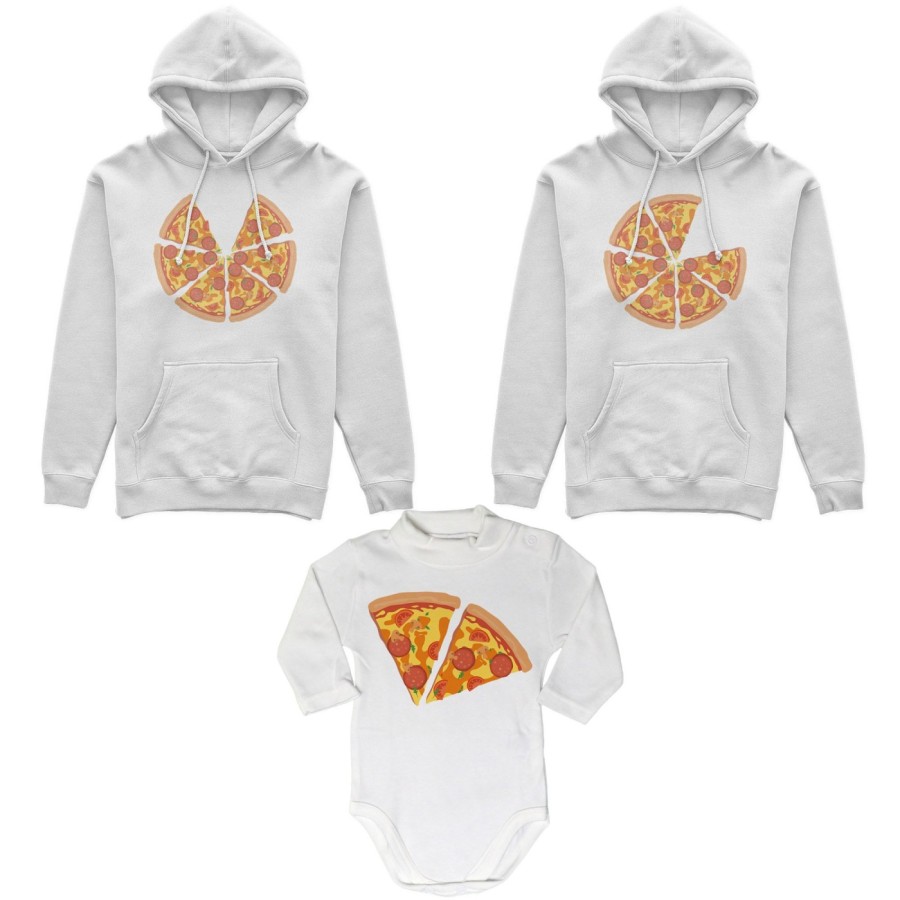 Tris felpe adulti neonato o body lupetto neonato pizza Per la famiglia