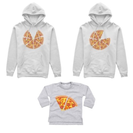 Tris felpe adulti neonato o body lupetto neonato pizza Per la famiglia