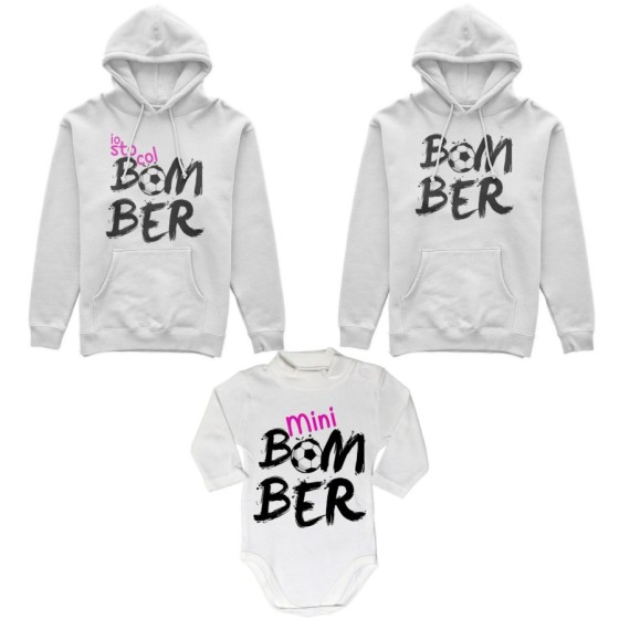 Tris felpe adulti neonato o body lupetto neonato bomber io sto col bomber mini bomber Per la famiglia 2