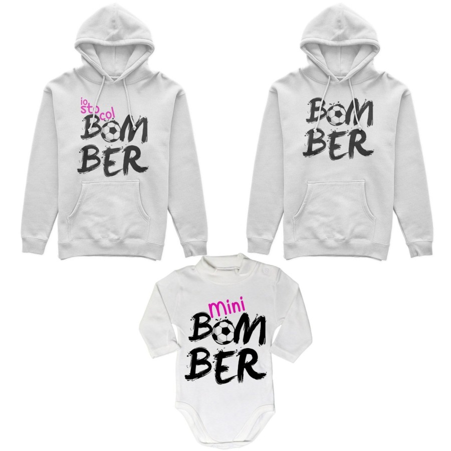 Tris felpe adulti neonato o body lupetto neonato bomber io sto col bomber mini bomber Per la famiglia