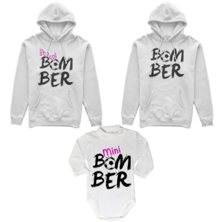 Tris felpe adulti neonato o body lupetto neonato bomber io sto col bomber mini bomber Per la famiglia