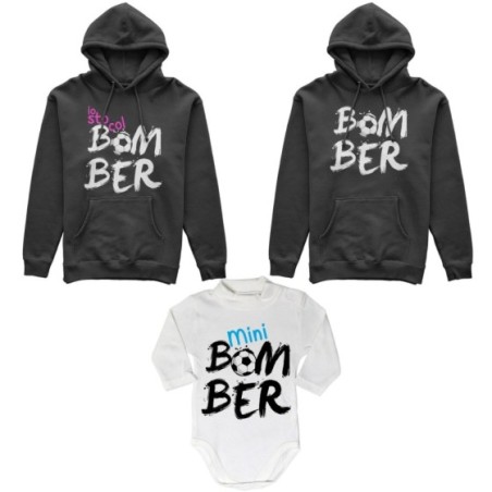 Tris felpe adulti neonato o body lupetto neonato bomber io sto col bomber mini bomber Per la famiglia
