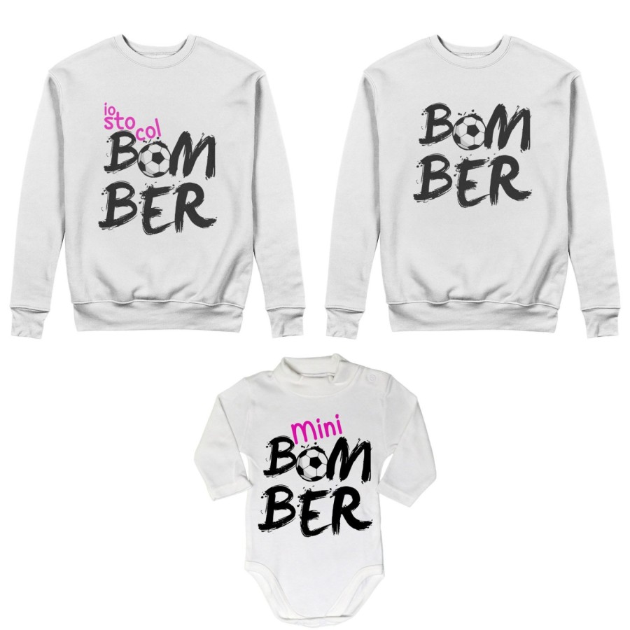 Tris felpe adulti neonato o body lupetto neonato bomber io sto col bomber mini bomber Per la famiglia