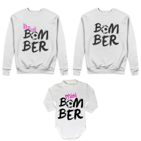 Tris felpe adulti neonato o body lupetto neonato bomber io sto col bomber mini bomber Per la famiglia