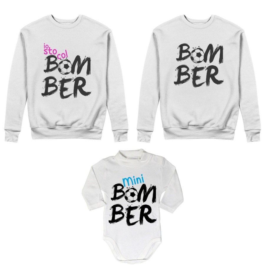 Tris felpe adulti neonato o body lupetto neonato bomber io sto col bomber mini bomber Per la famiglia