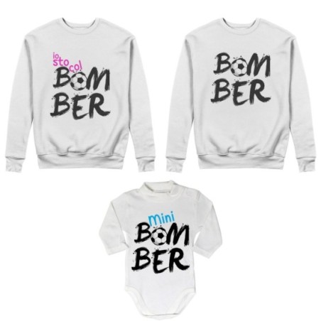 Tris felpe adulti neonato o body lupetto neonato bomber io sto col bomber mini bomber Per la famiglia