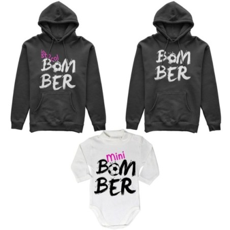 Tris felpe adulti neonato o body lupetto neonato bomber io sto col bomber mini bomber Per la famiglia