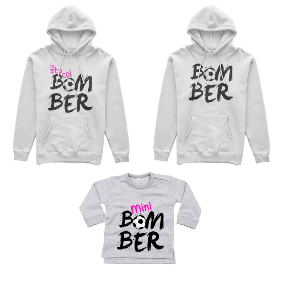 Tris felpe adulti neonato o body lupetto neonato bomber io sto col bomber mini bomber Per la famiglia