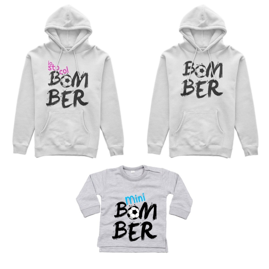 Tris felpe adulti neonato o body lupetto neonato bomber io sto col bomber mini bomber Per la famiglia