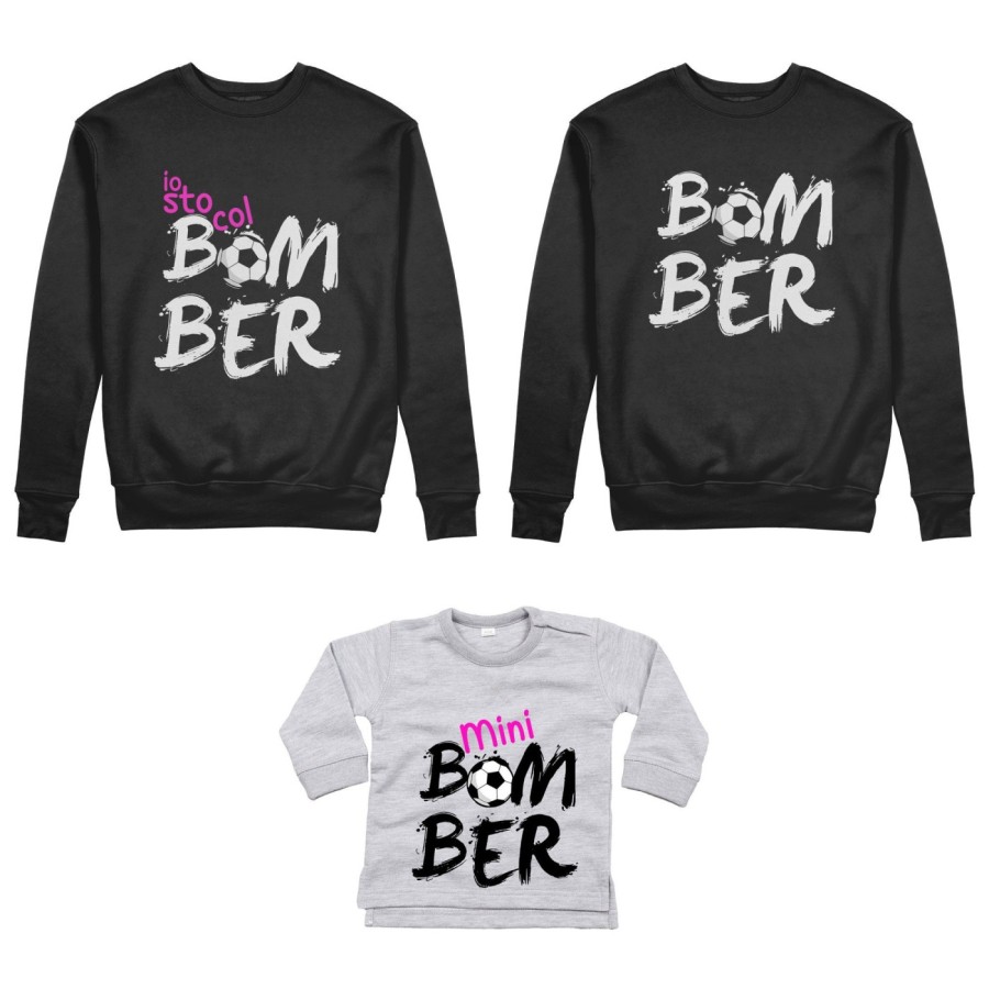 Tris felpe adulti neonato o body lupetto neonato bomber io sto col bomber mini bomber Per la famiglia