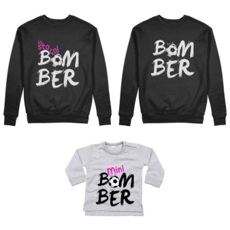 Tris felpe adulti neonato o body lupetto neonato bomber io sto col bomber mini bomber Per la famiglia