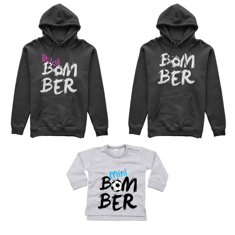 Tris felpe adulti neonato o body lupetto neonato bomber io sto col bomber mini bomber Per la famiglia