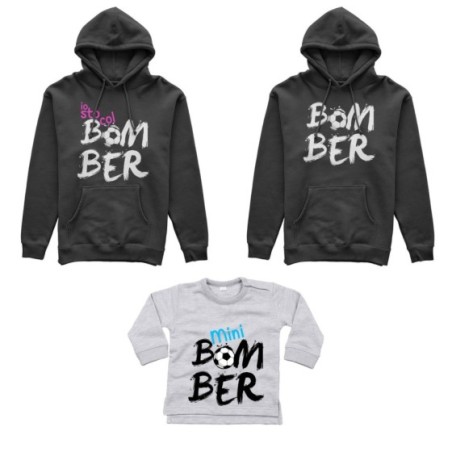 Tris felpe adulti neonato o body lupetto neonato bomber io sto col bomber mini bomber Per la famiglia