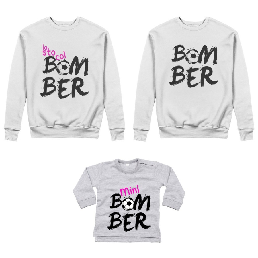 Tris felpe adulti neonato o body lupetto neonato bomber io sto col bomber mini bomber Per la famiglia