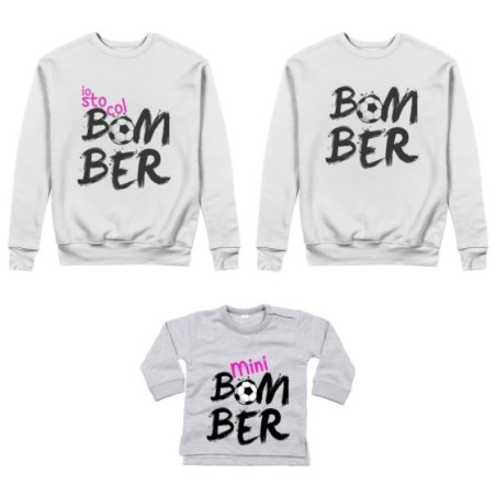 Tris felpe adulti neonato o body lupetto neonato bomber io sto col bomber mini bomber Per la famiglia