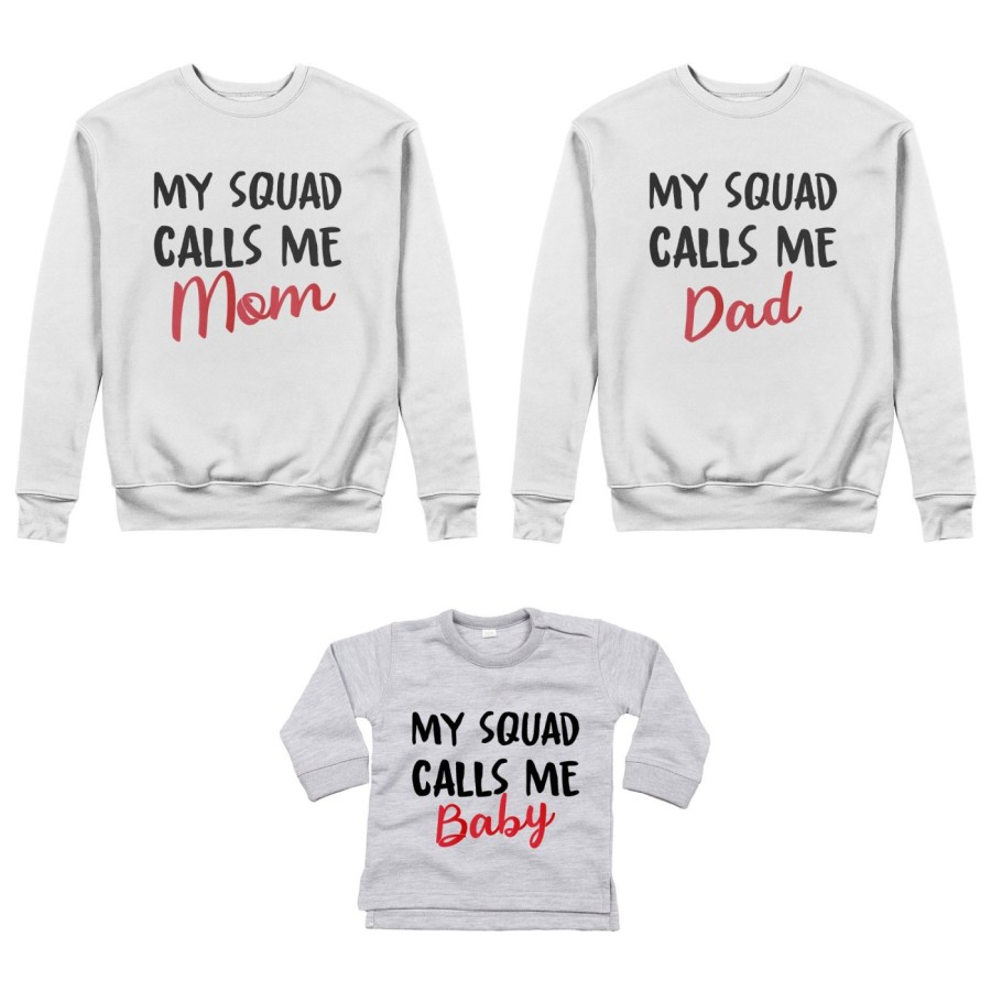 Tris felpe adulti neonato o body lupetto neonato my squad calls me dad calls me mom calls me baby Per la famiglia
