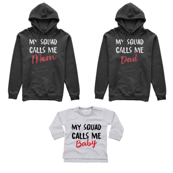 Tris felpe adulti neonato o body lupetto neonato my squad calls me dad calls me mom calls me baby Per la famiglia 2
