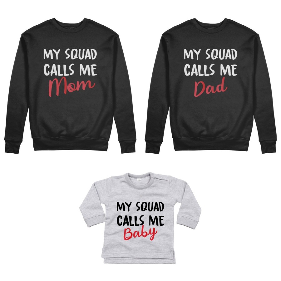 Tris felpe adulti neonato o body lupetto neonato my squad calls me dad calls me mom calls me baby Per la famiglia
