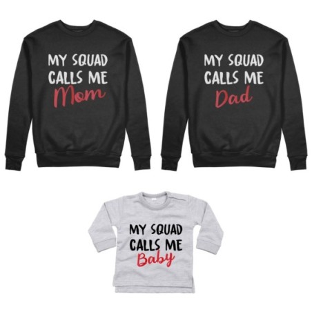 Tris felpe adulti neonato o body lupetto neonato my squad calls me dad calls me mom calls me baby Per la famiglia