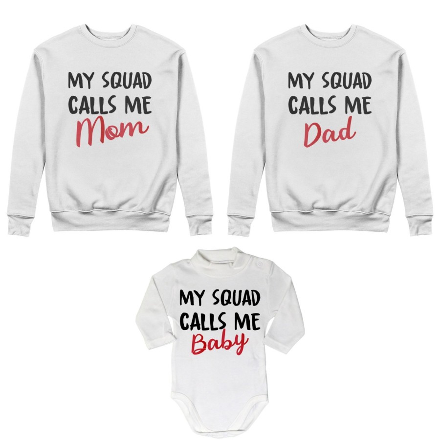 Tris felpe adulti neonato o body lupetto neonato my squad calls me dad calls me mom calls me baby Per la famiglia