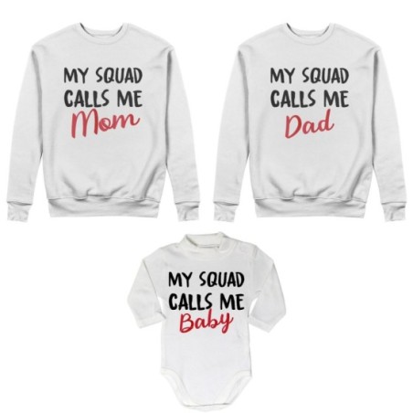 Tris felpe adulti neonato o body lupetto neonato my squad calls me dad calls me mom calls me baby Per la famiglia