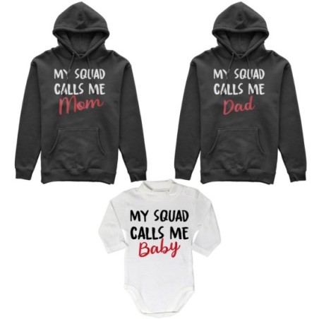 Tris felpe adulti neonato o body lupetto neonato my squad calls me dad calls me mom calls me baby Per la famiglia