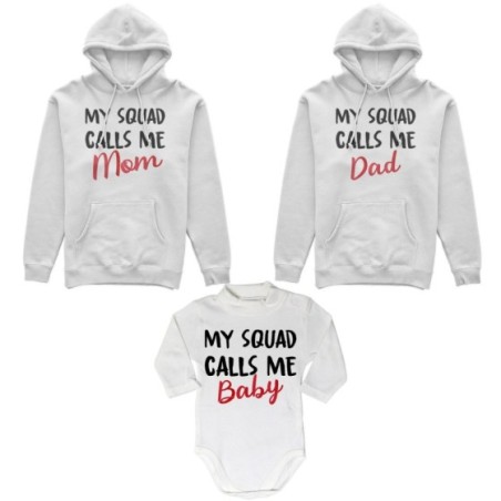 Tris felpe adulti neonato o body lupetto neonato my squad calls me dad calls me mom calls me baby Per la famiglia