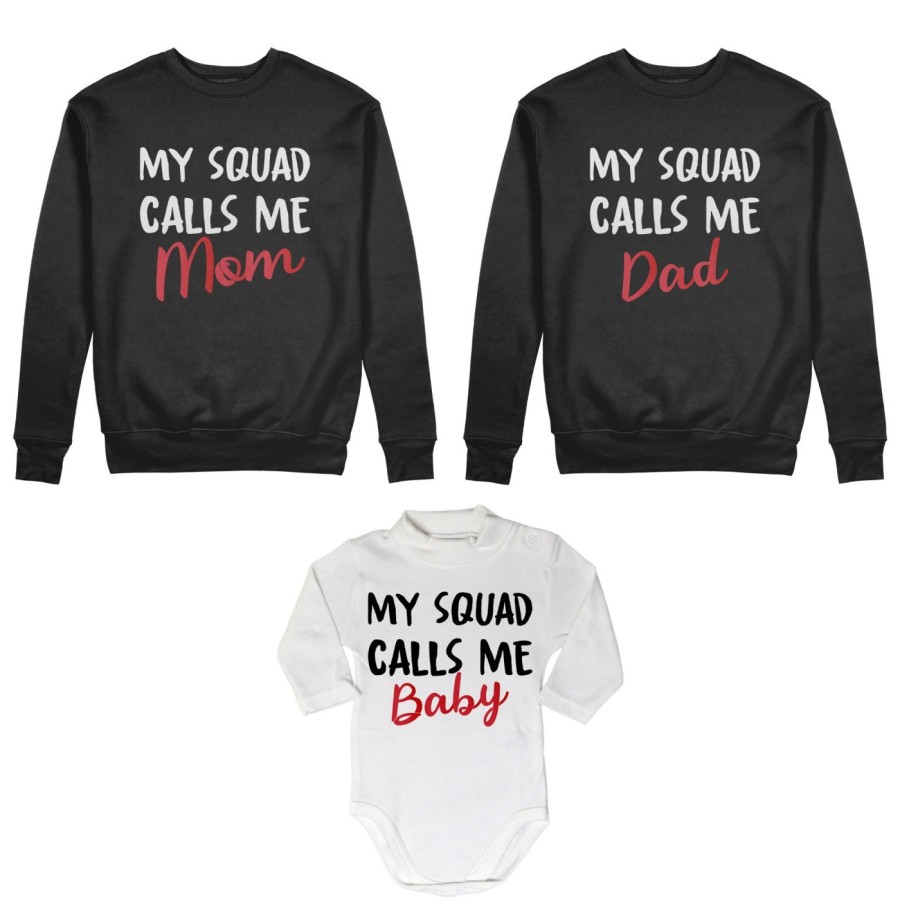 Tris felpe adulti neonato o body lupetto neonato my squad calls me dad calls me mom calls me baby Per la famiglia