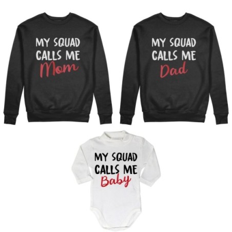 Tris felpe adulti neonato o body lupetto neonato my squad calls me dad calls me mom calls me baby Per la famiglia
