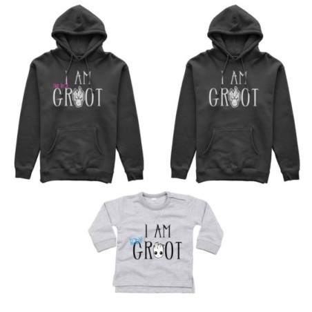 Tris felpe adulti neonato o body lupetto neonato i am groot i am the real groot i am baby groot Per la famiglia