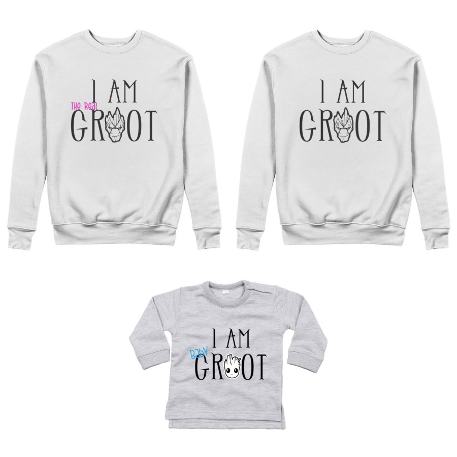 Tris felpe adulti neonato o body lupetto neonato i am groot i am the real groot i am baby groot Per la famiglia