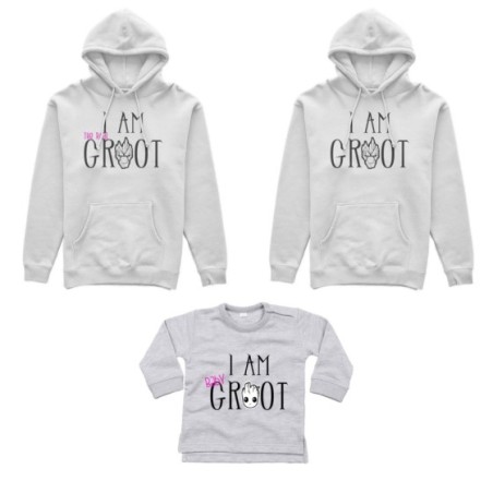 Tris felpe adulti neonato o body lupetto neonato i am groot i am the real groot i am baby groot Per la famiglia