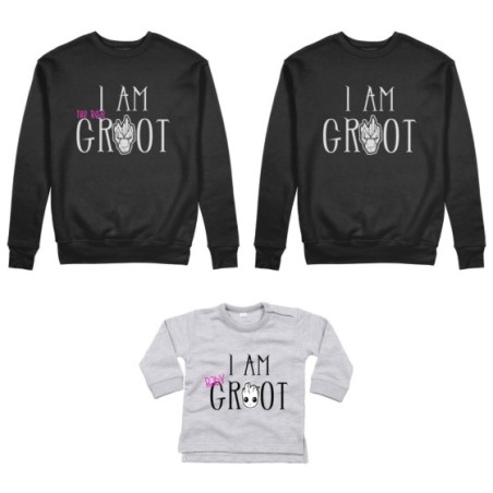 Tris felpe adulti neonato o body lupetto neonato i am groot i am the real groot i am baby groot Per la famiglia