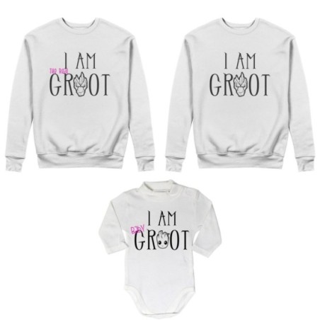 Tris felpe adulti neonato o body lupetto neonato i am groot i am the real groot i am baby groot Per la famiglia