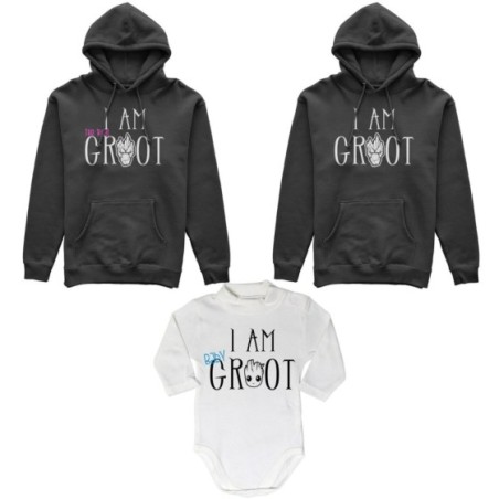 Tris felpe adulti neonato o body lupetto neonato i am groot i am the real groot i am baby groot Per la famiglia