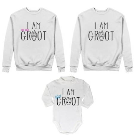 Tris felpe adulti neonato o body lupetto neonato i am groot i am the real groot i am baby groot Per la famiglia