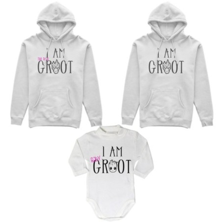 Tris felpe adulti neonato o body lupetto neonato i am groot i am the real groot i am baby groot Per la famiglia