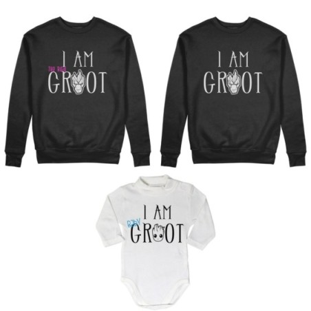 Tris felpe adulti neonato o body lupetto neonato i am groot i am the real groot i am baby groot Per la famiglia