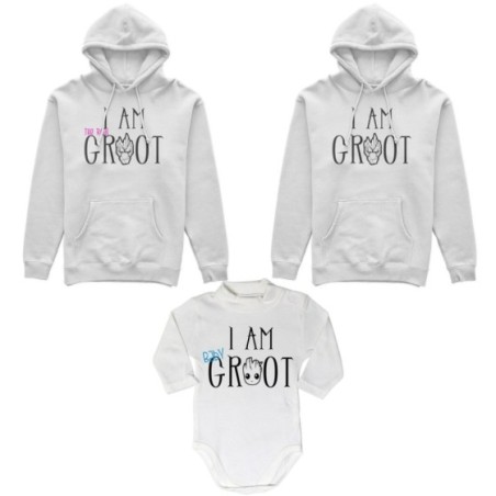 Tris felpe adulti neonato o body lupetto neonato i am groot i am the real groot i am baby groot Per la famiglia