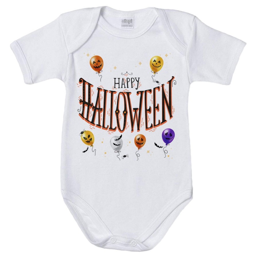 Body neonato happy halloween con palloncini terrificanti watercolor Halloween