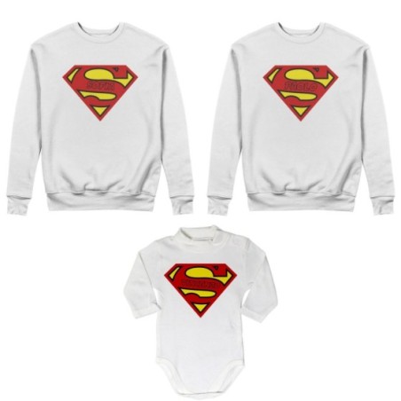 Tris felpe adulti neonato o body lupetto neonato personalizzato con nomi superman Per la famiglia